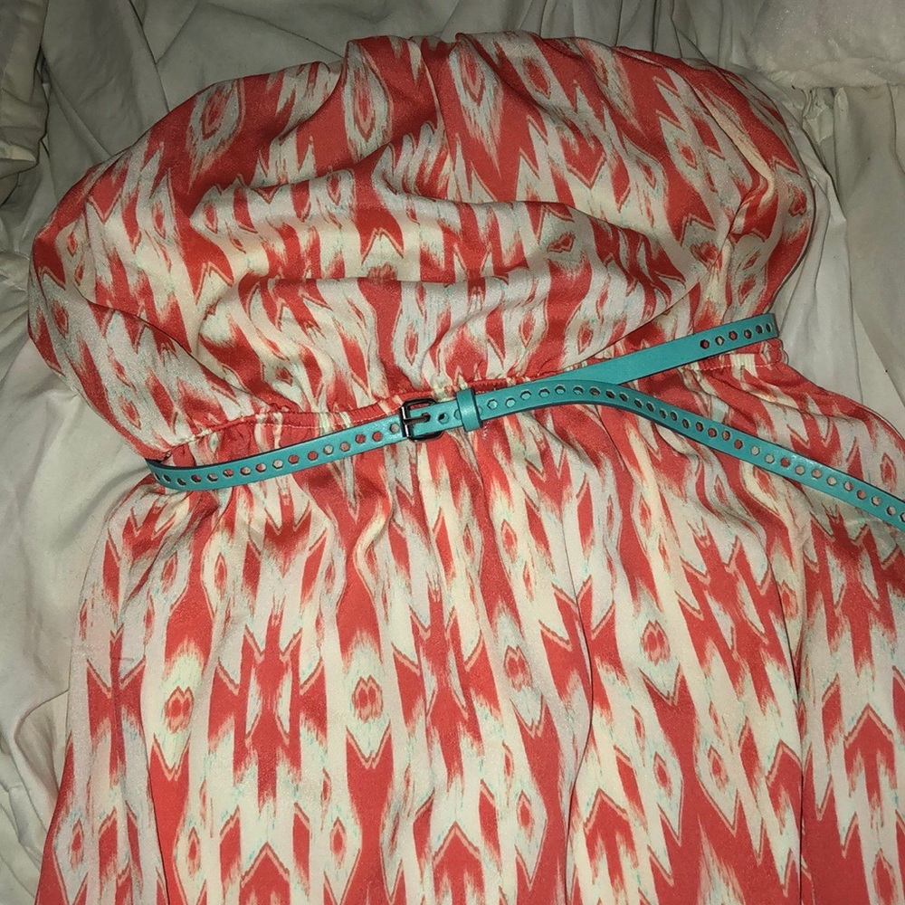 Coral tribal print dress